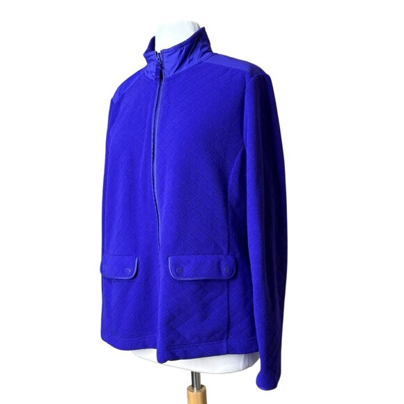 Talbots Quilted Fleece Jacket Size Large Zip Up - Picture 4 of 7